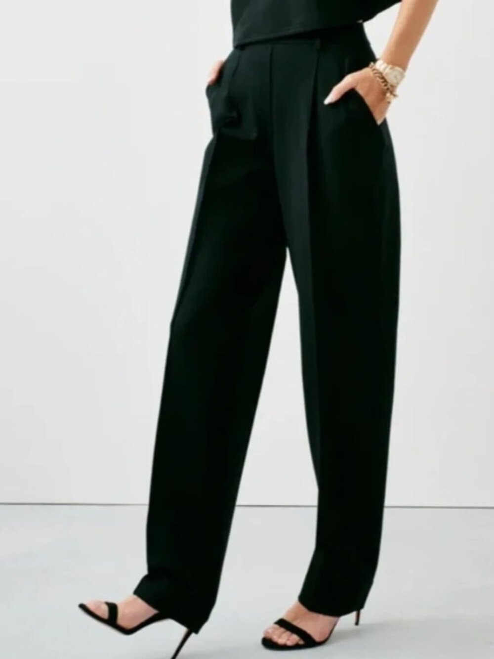 SPANX Black Ponte Barrel Leg Women's Pants Large Petite Stretch Pull on 21171Q